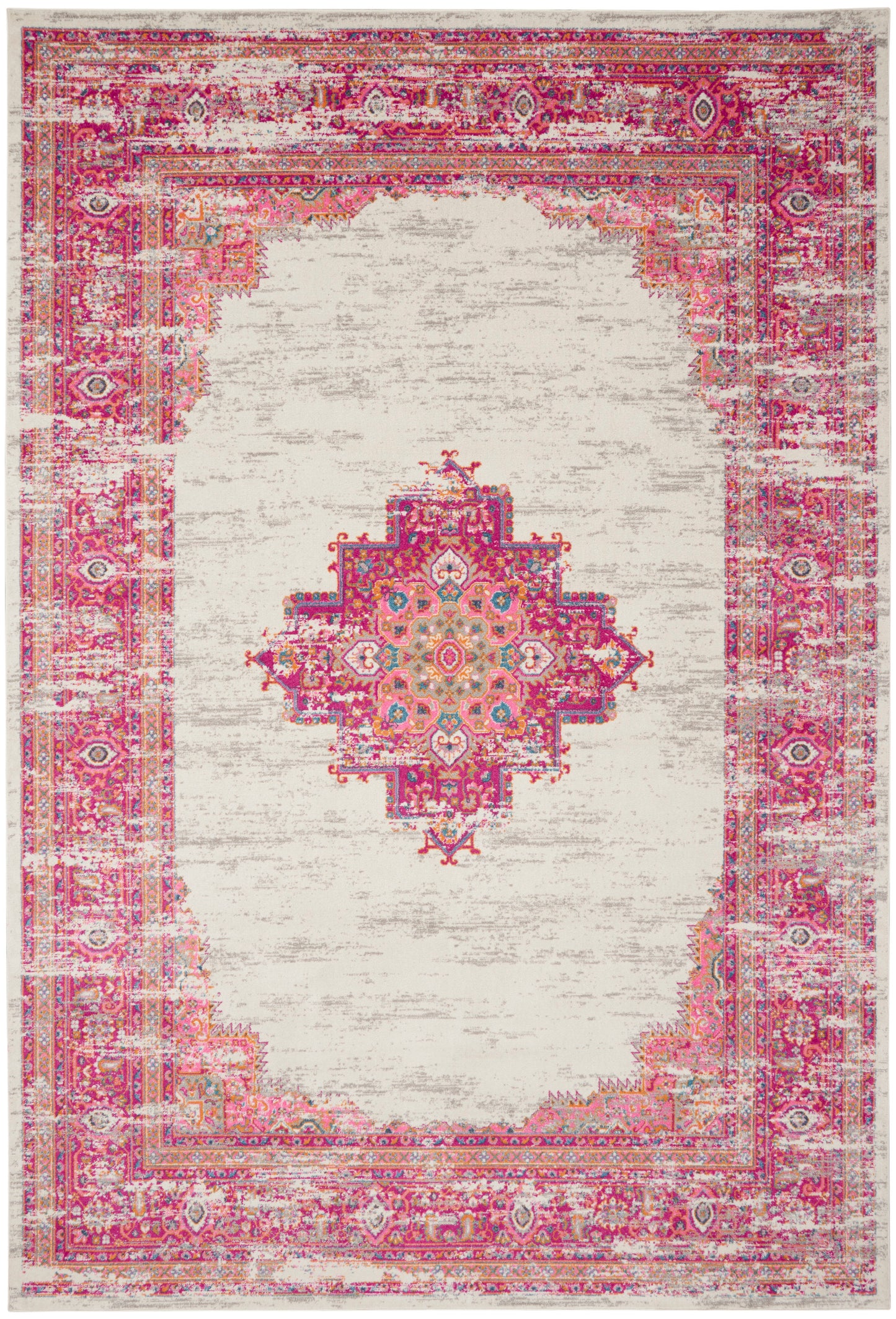 Nourison Passion 12' x 18' Ivory/Fuchsia Bohemian Indoor Rug