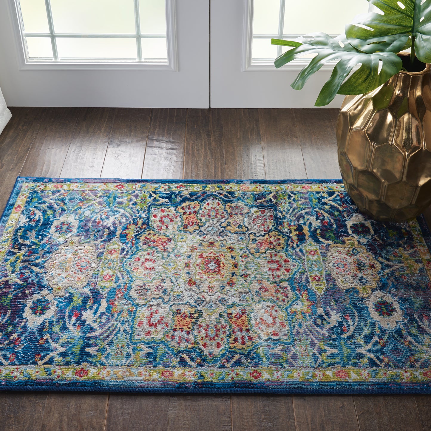 Nourison Ankara Global 2' x 4' Blue Vintage Indoor Rug