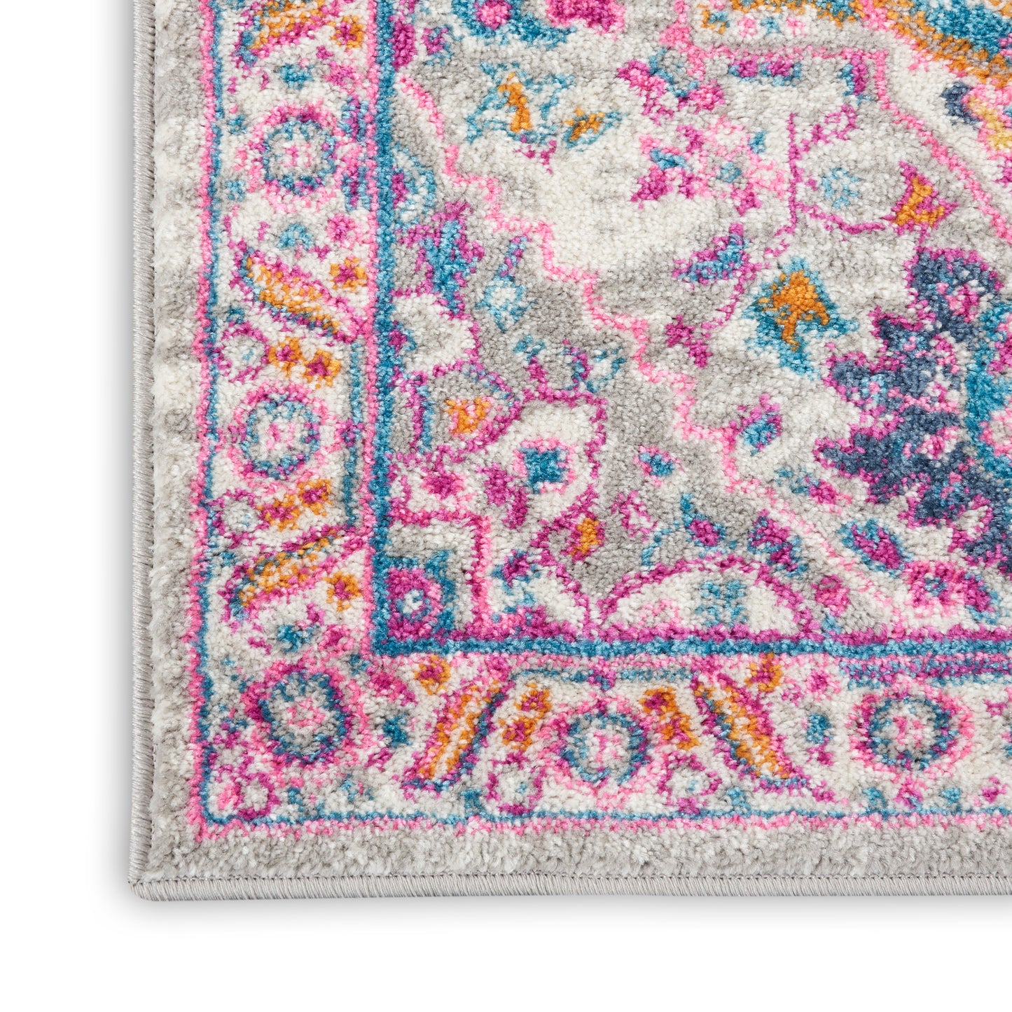 Nourison Passion 2'2" x 10' Light Grey/Pink Bohemian Indoor Rug