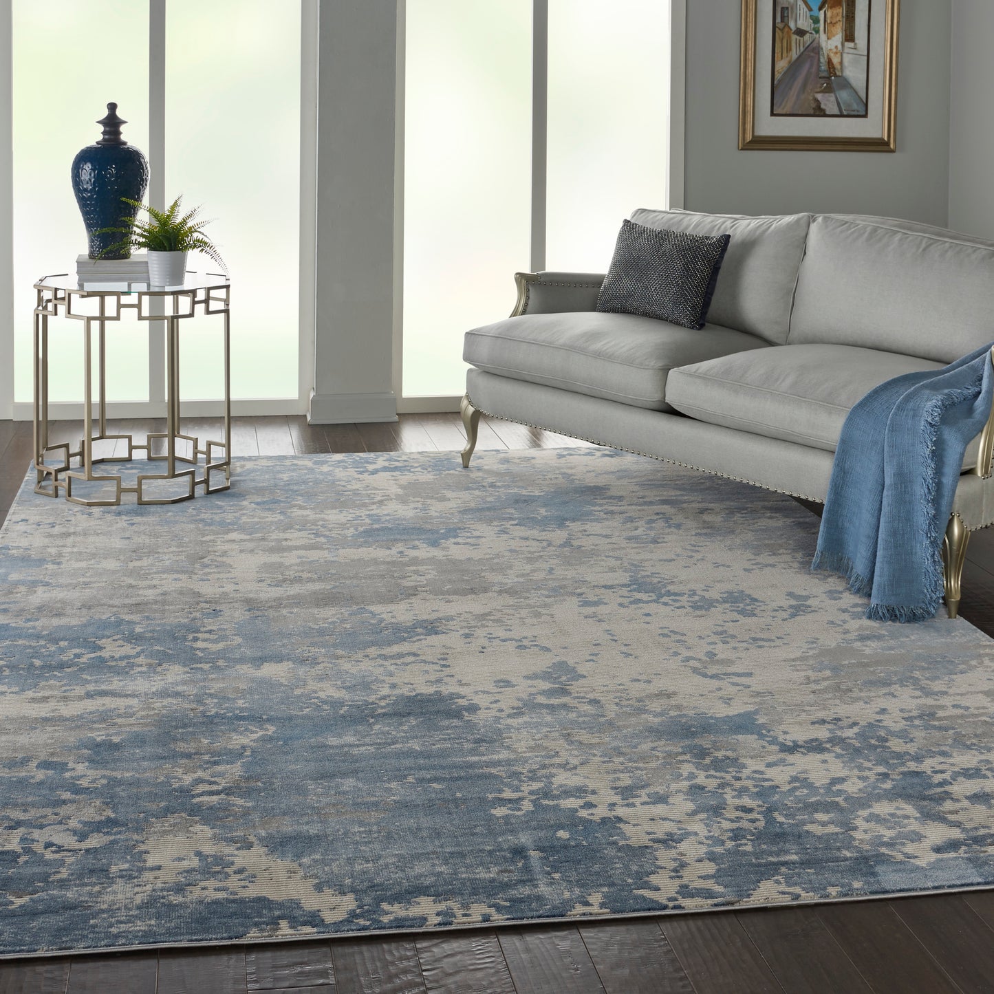 Nourison Rustic Textures 7'10" x 10'6" Grey/Blue Modern Indoor Rug