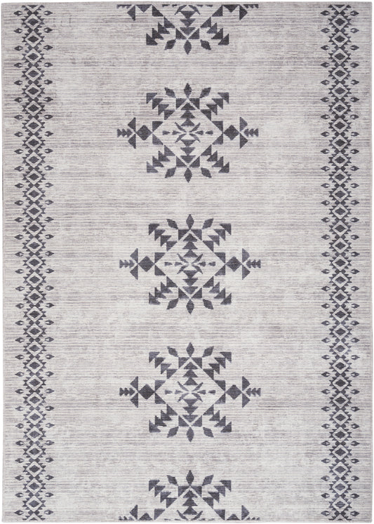 Nicole Curtis Machine Washable Series 1 5'3" x 7'3" Ivory/Charcoal Scandinavian Indoor Rug