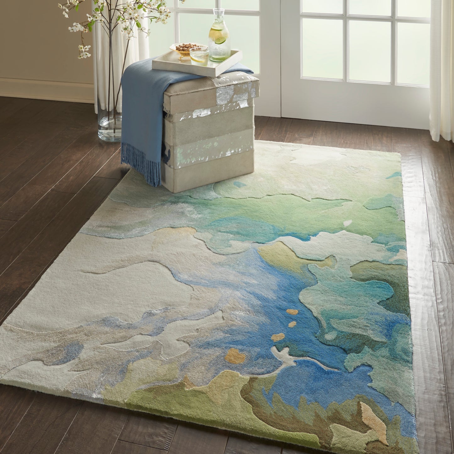 Nourison Prismatic 3'9" x 5'9" Seafoam Modern Indoor Rug