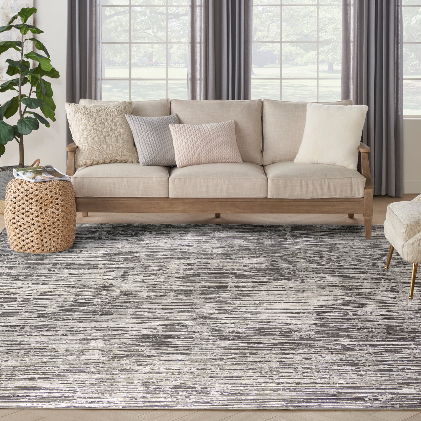 Nourison Sustainable Trends 7'10" x 9'10" Ivory Grey Modern Indoor Rug