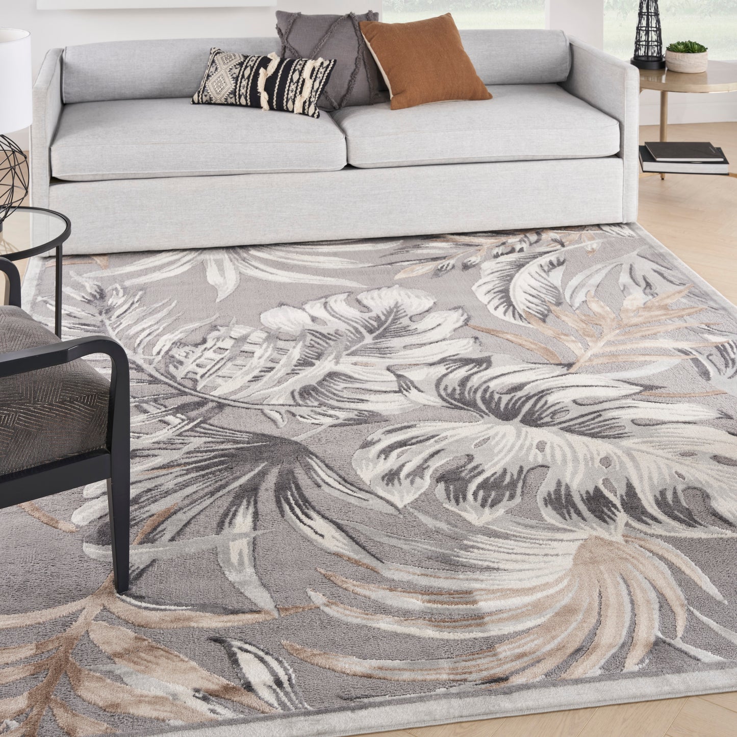 Nourison Seaside 7'10" x 9'10" Grey Tropical Indoor Rug