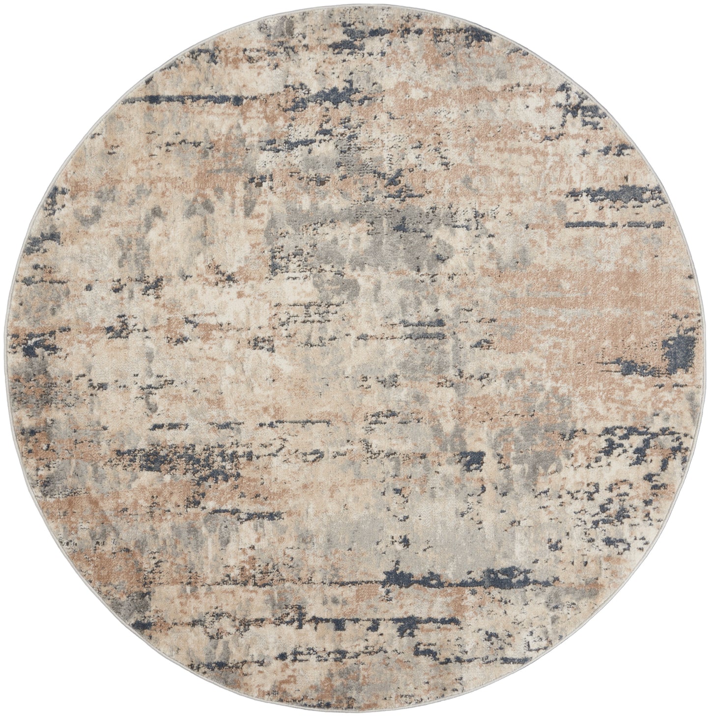 Nourison Quarry 5'3" x Round Beige Grey Modern Indoor Rug