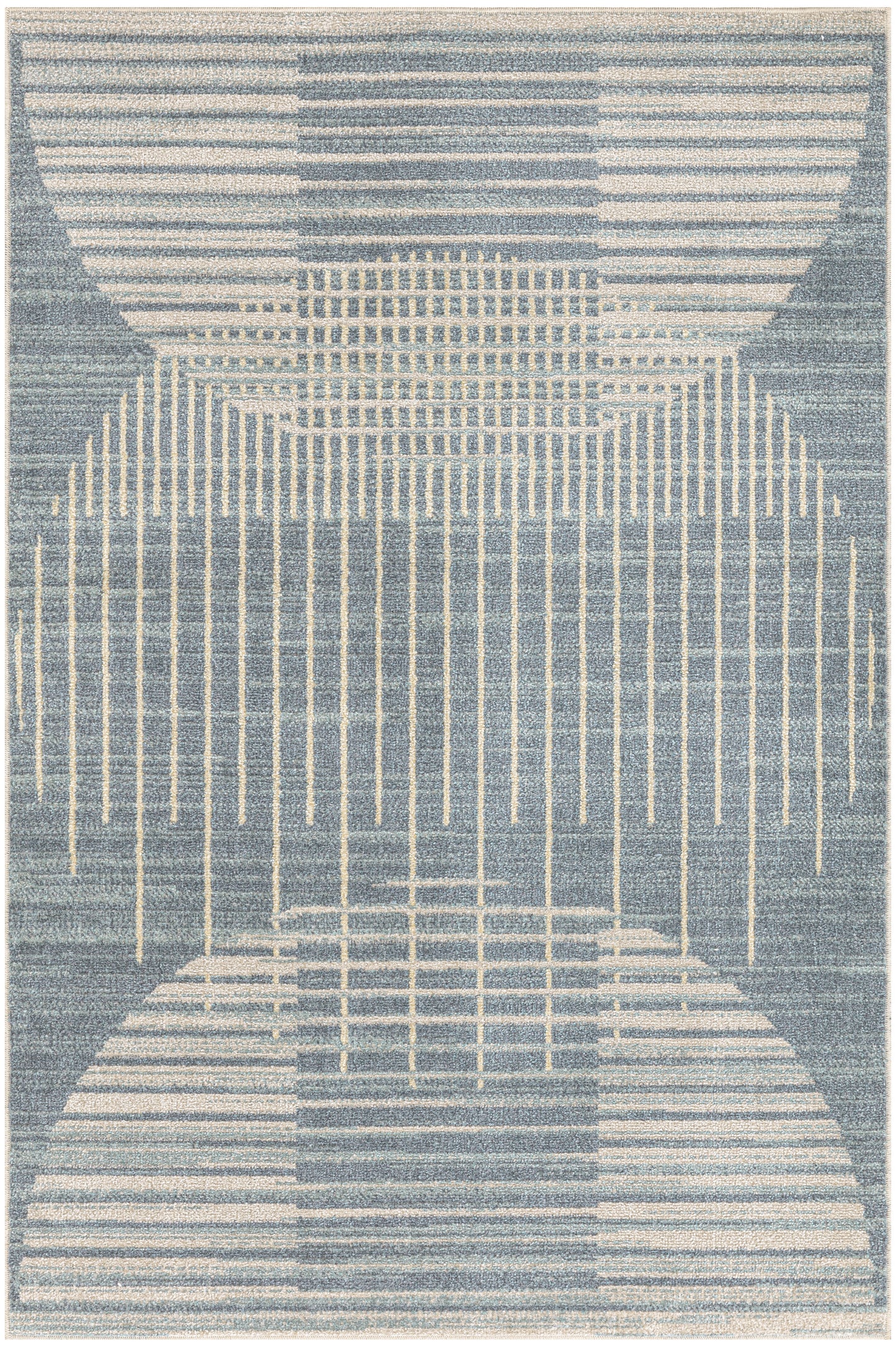 Nourison Astra Machine Washable 3'3" x 5' Blue Mid-Century Modern Indoor Rug