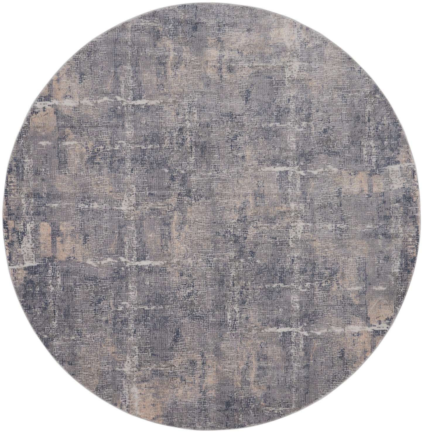 Nourison Rustic Textures 5'3" x Round Grey Beige Modern Indoor Rug