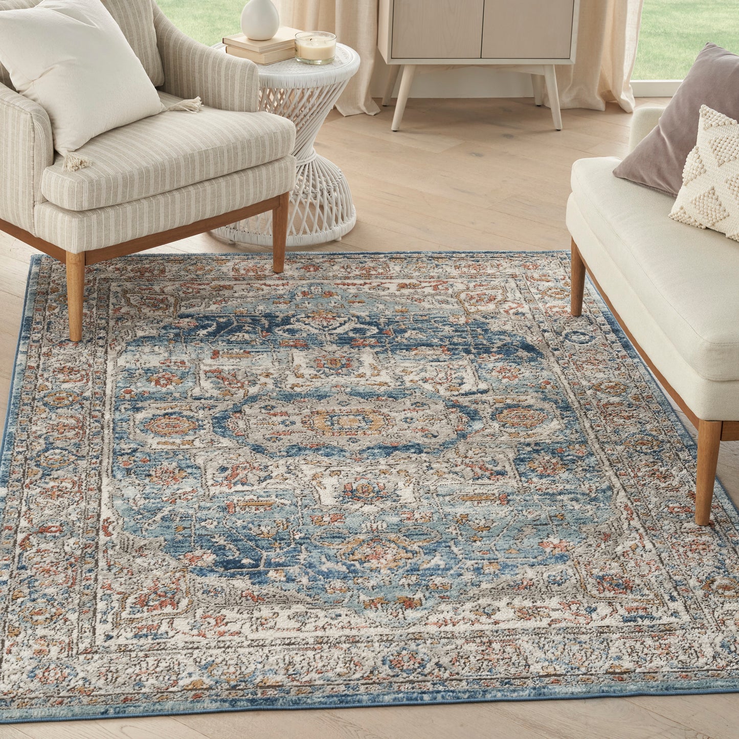 Nourison Quarry 3'9" x 5'9" Ivory Blue Vintage Indoor Rug