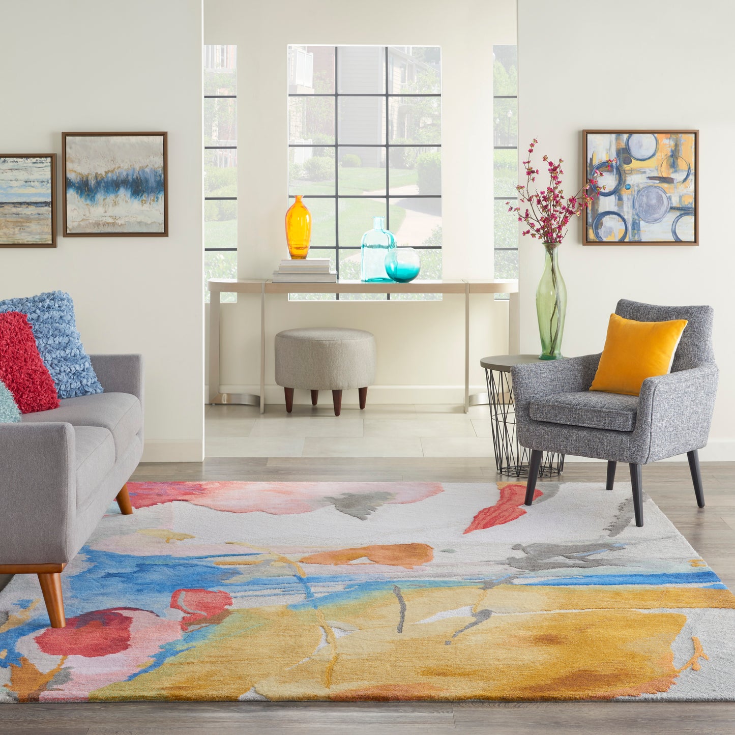 Nourison Symmetry 7'9" x 9'9" Multicolor Modern Indoor Rug