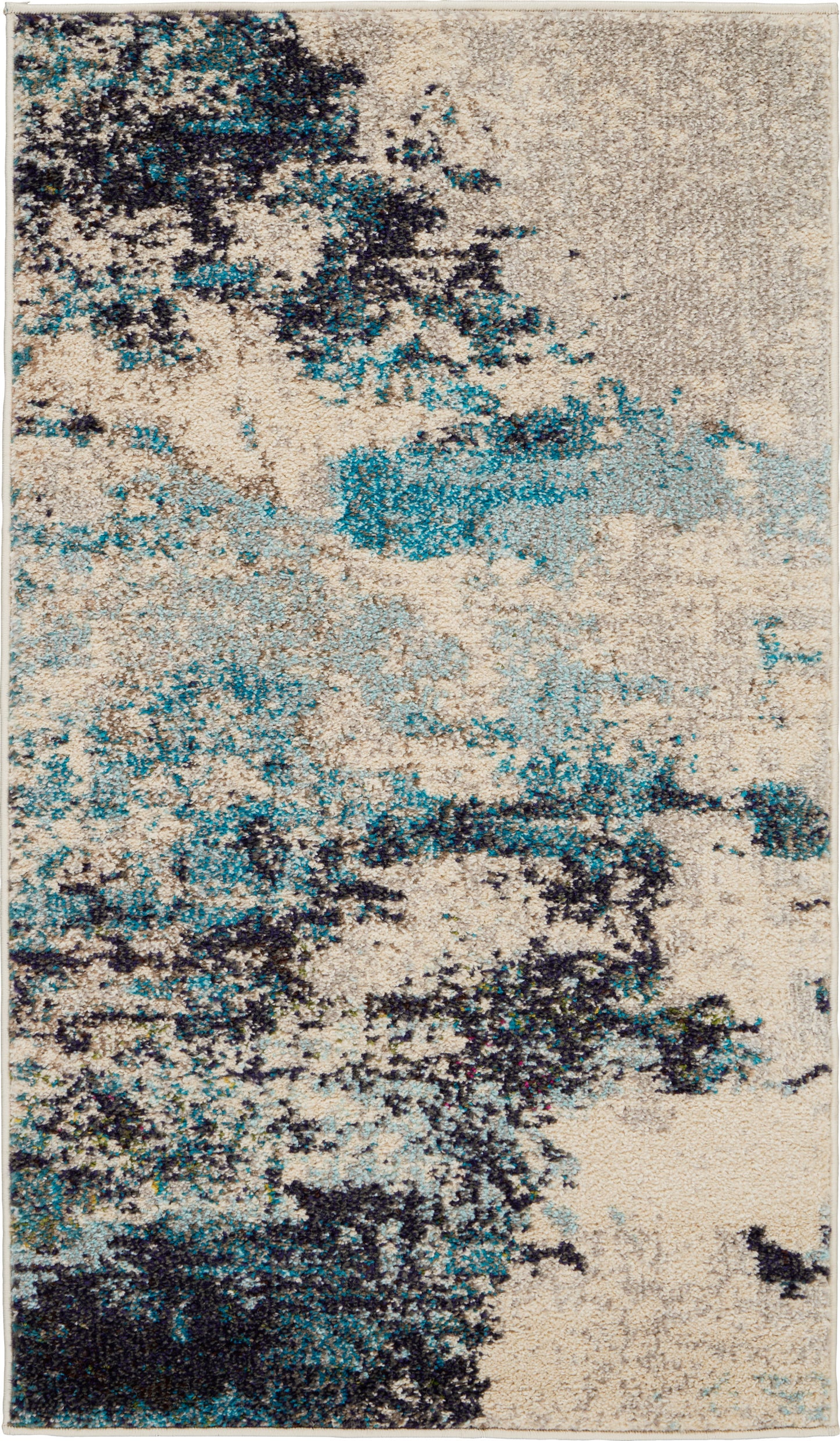 Nourison Celestial 2'2" x 3'9" Ivory/Teal Blue Modern Indoor Rug