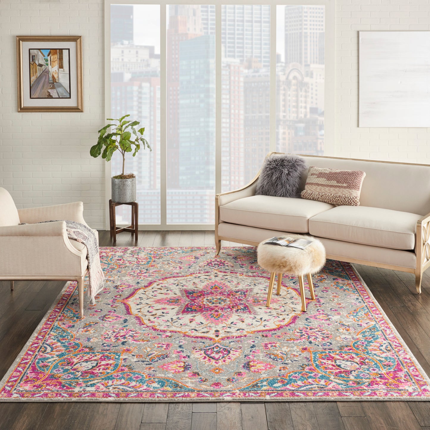 Nourison Passion 6'7" x 9'6" Grey/Multi Transitional Indoor Rug