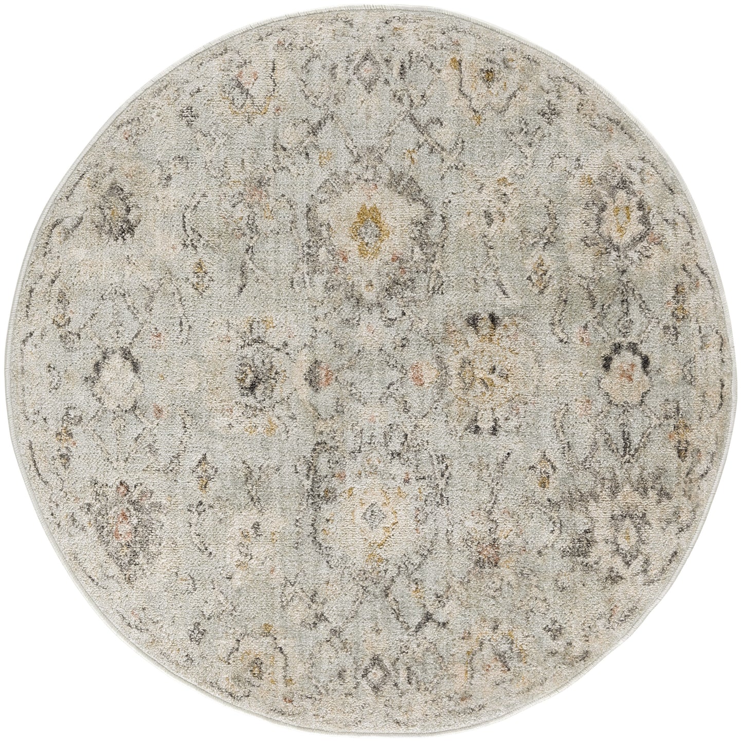 Nourison Oushak Home 4' x Round Mint Vintage Indoor Rug