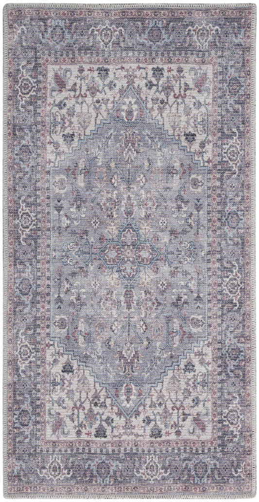 Nicole Curtis Machine Washable Series 1 3' x 5' Grey Vintage Indoor Rug