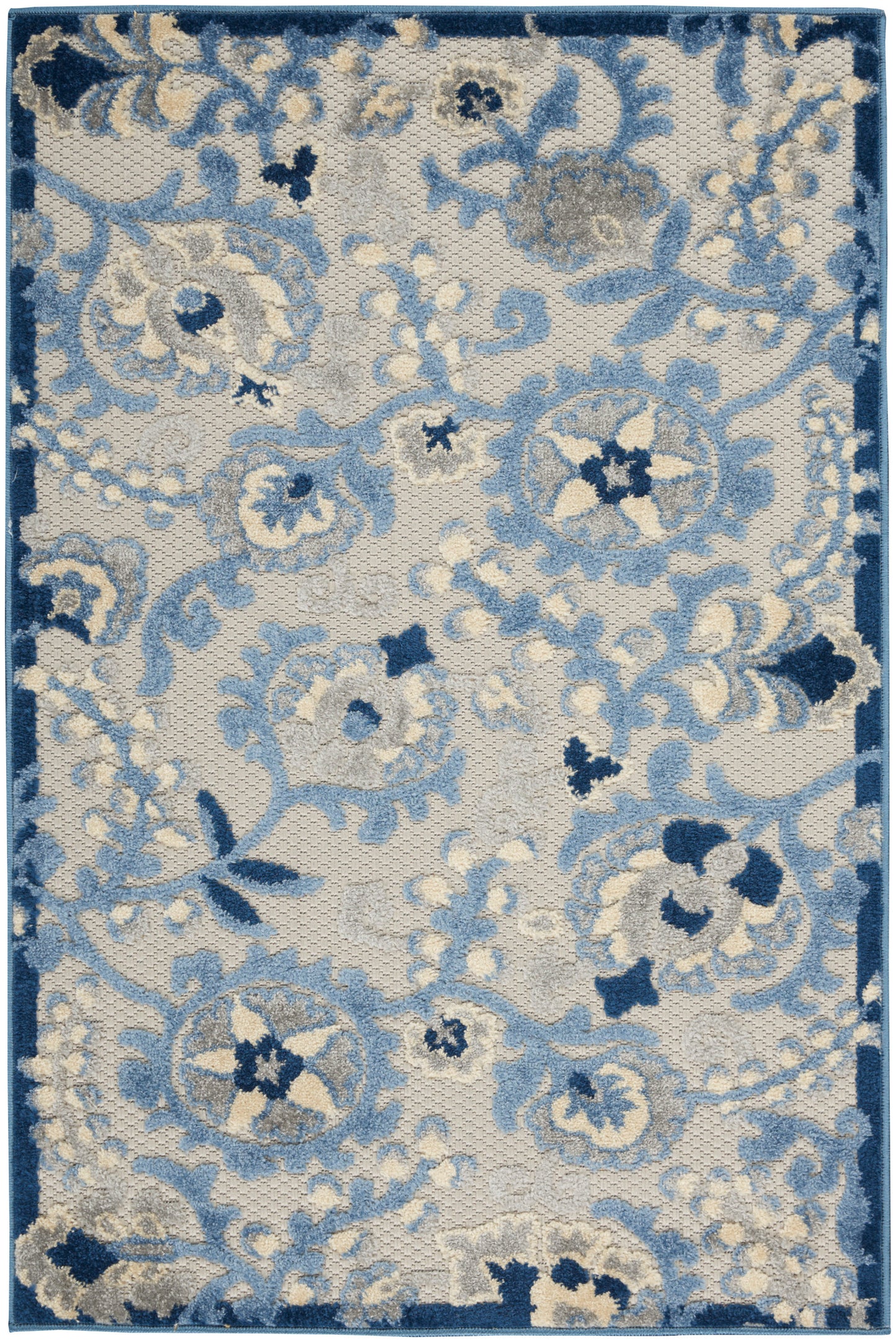 Nourison Aloha 3' x 5' Blue Grey Farmhouse Rug