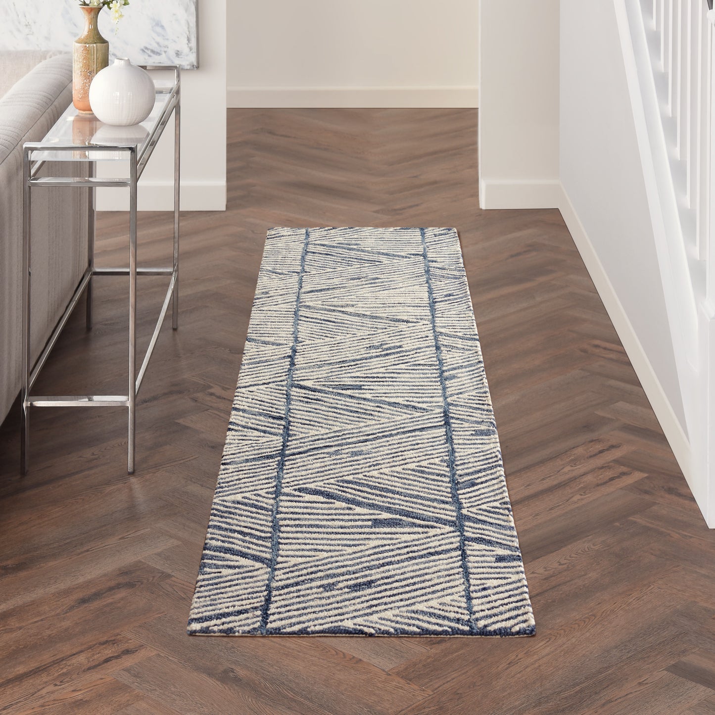 Nourison Colorado 2'3" x 7'6" White Blue Modern Indoor Rug