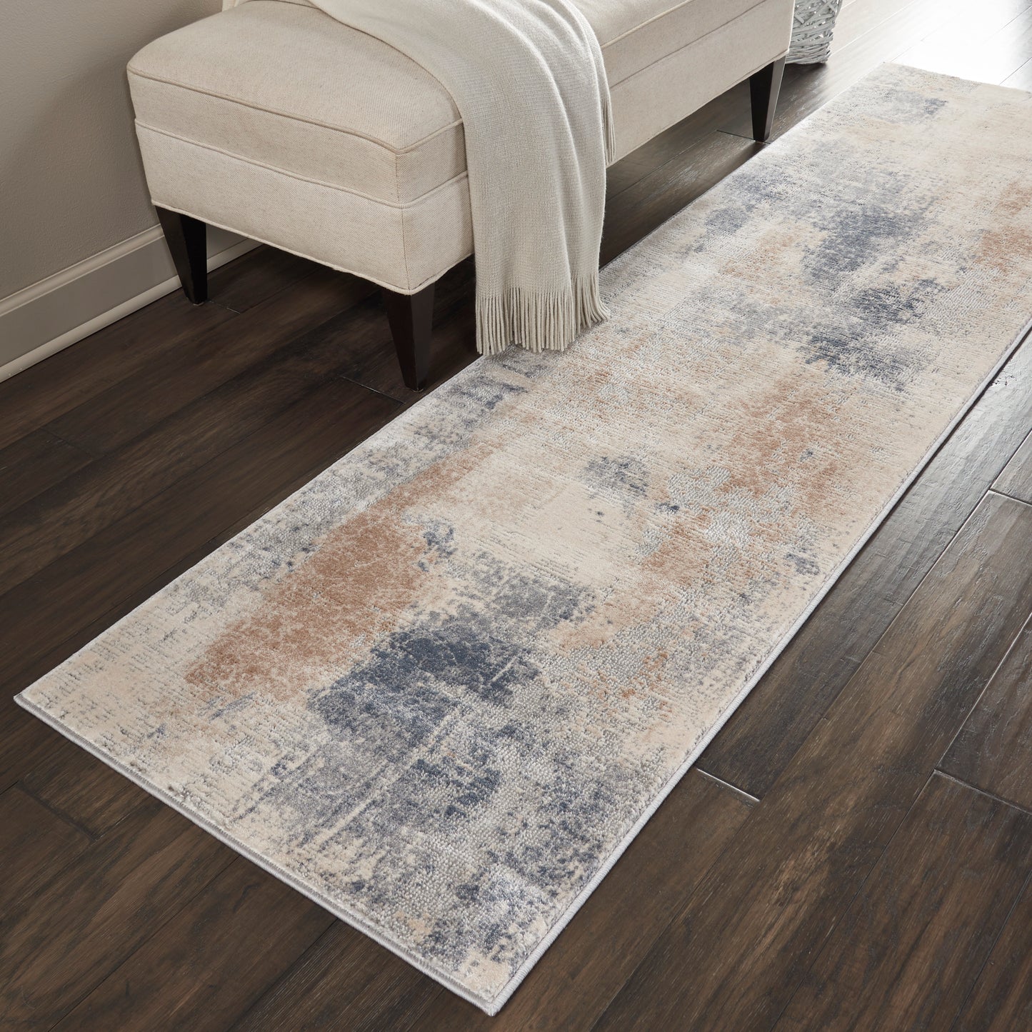 Nourison Rustic Textures 2'2" x 7'6" Beige Grey Modern Indoor Rug