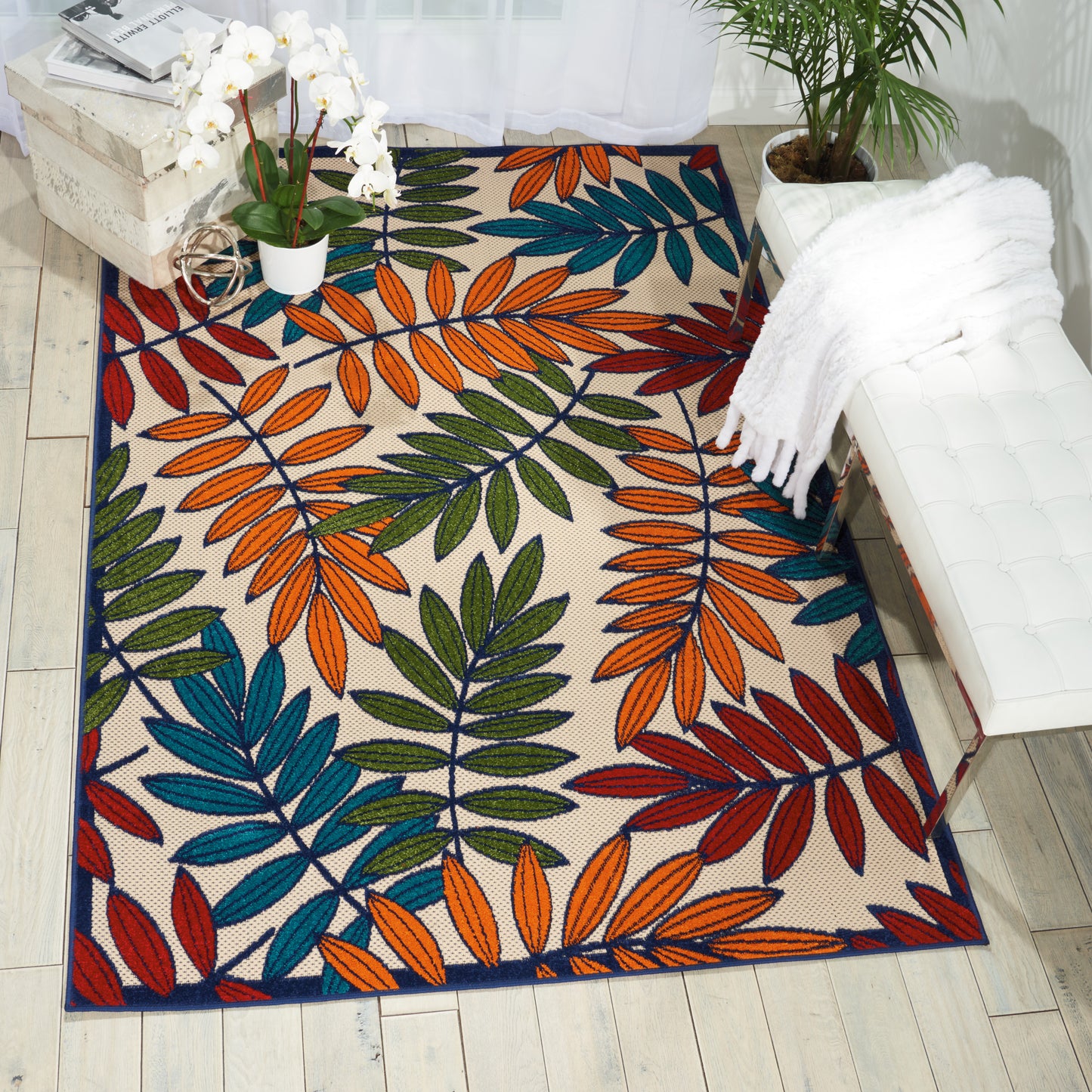 Nourison Aloha 3'6" x 5'6" Multicolor Tropical Rug