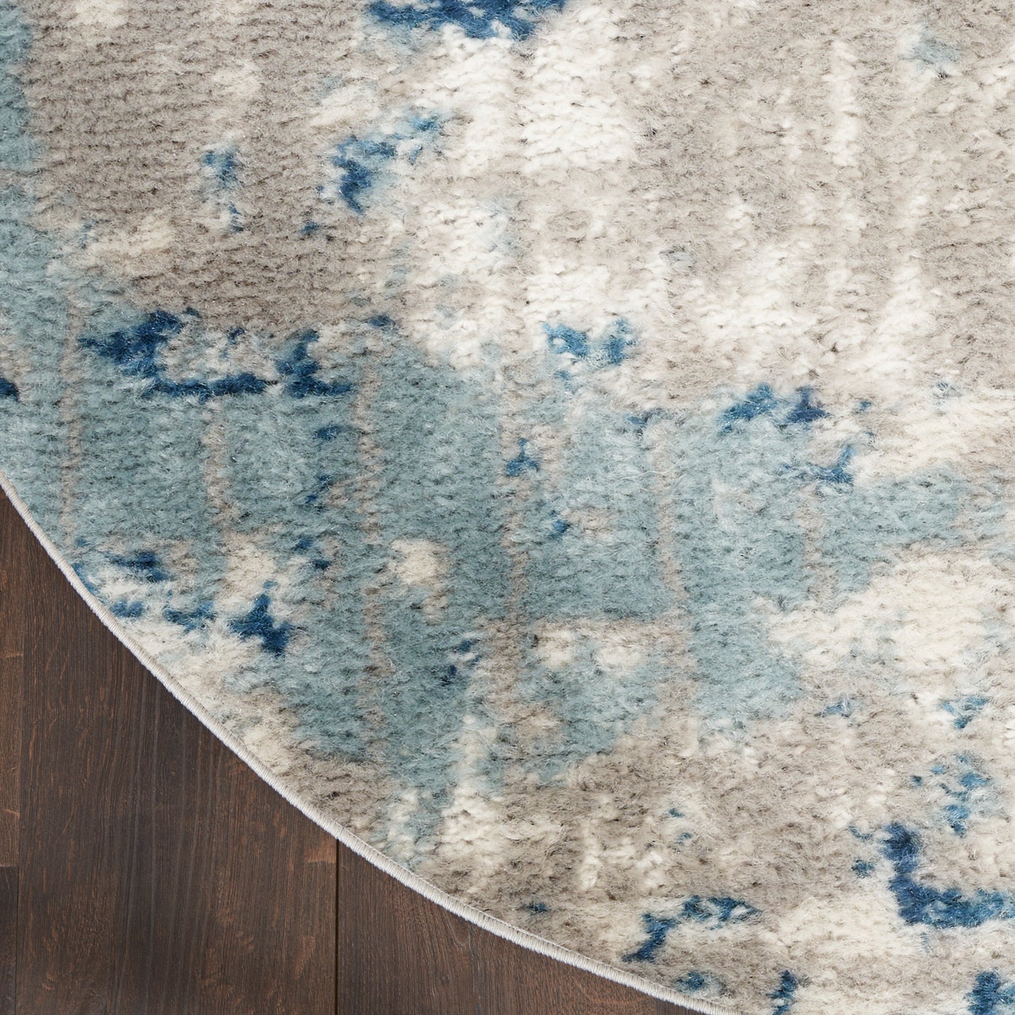 Nourison Quarry 4' x Round Ivory Grey Blue Modern Indoor Rug