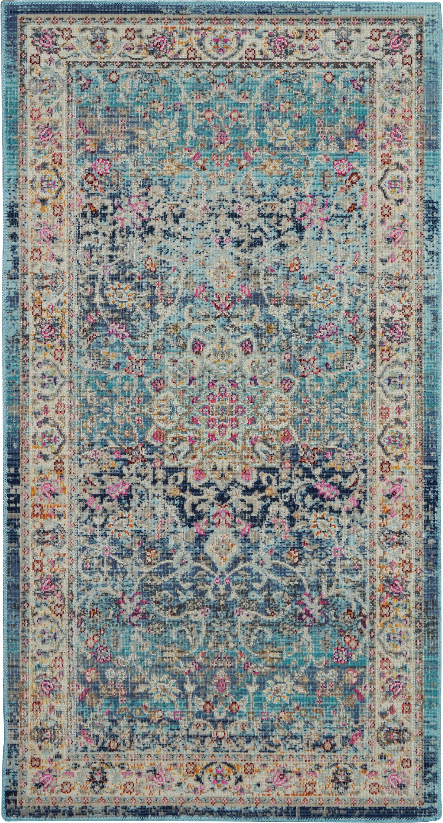 Nourison Vintage Kashan 2' x 4' Blue Vintage Indoor Rug