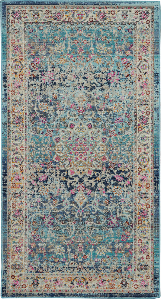 Nourison Vintage Kashan 2' x 4' Blue Vintage Indoor Rug