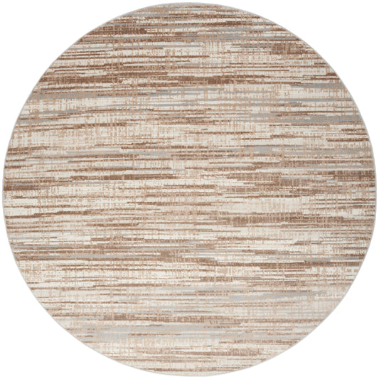 Nourison Elation 7’10” x Round Ivory Grey Modern Indoor Rug