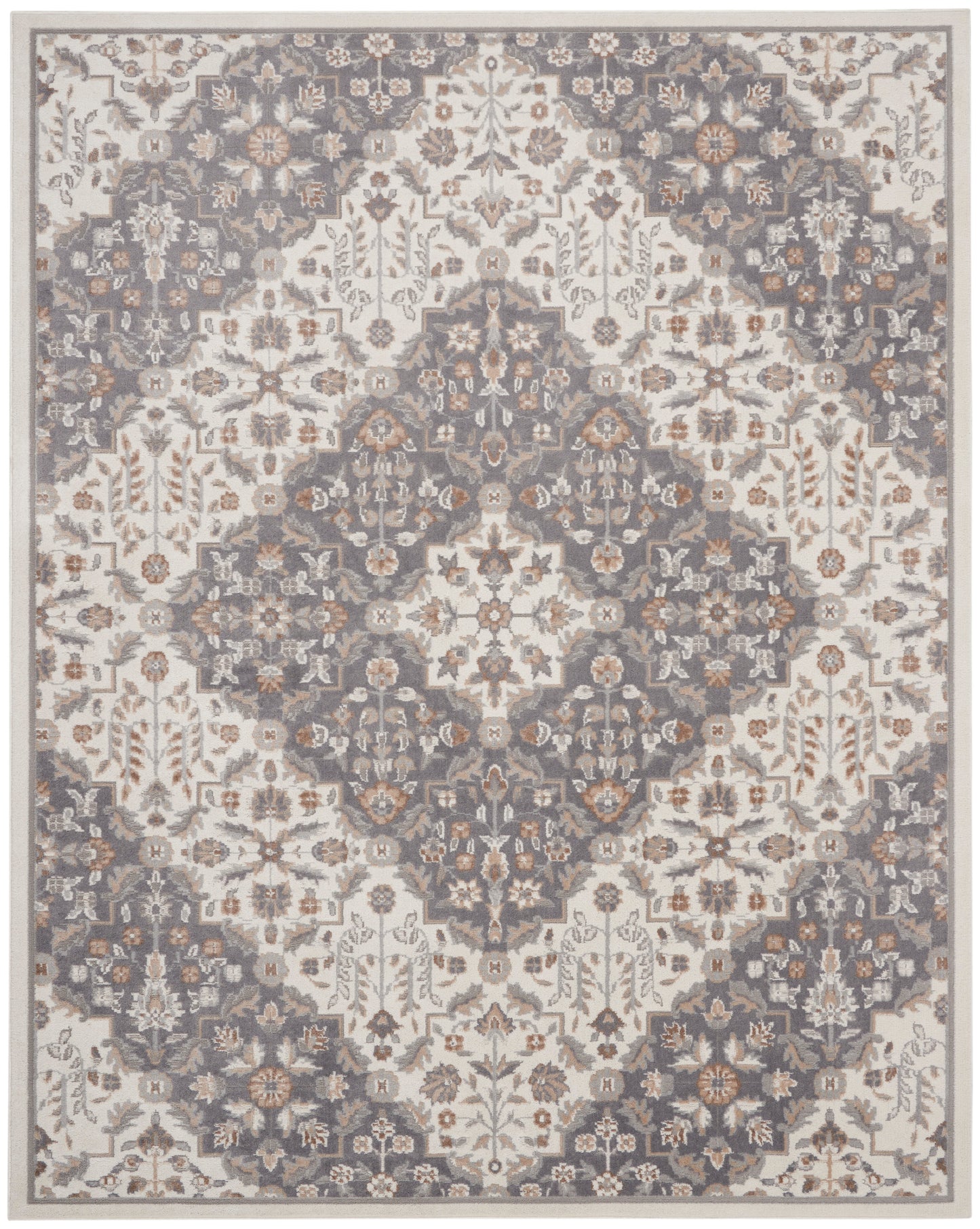 Nourison Elation 7'10" x 9'10" Ivory Grey Transitional Indoor Rug