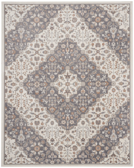 Nourison Elation 7'10" x 9'10" Ivory Grey Transitional Indoor Rug