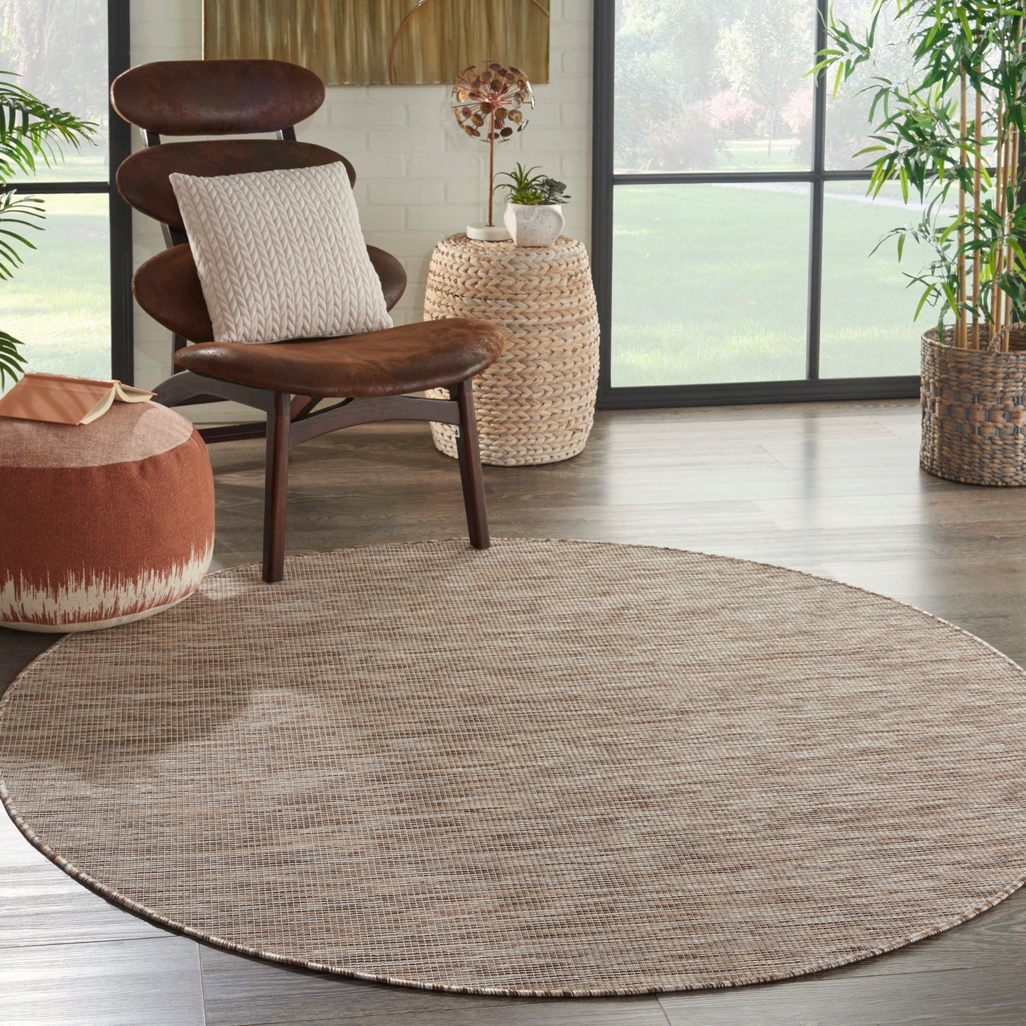 Nourison Positano 6' x Round Beige Modern Rug