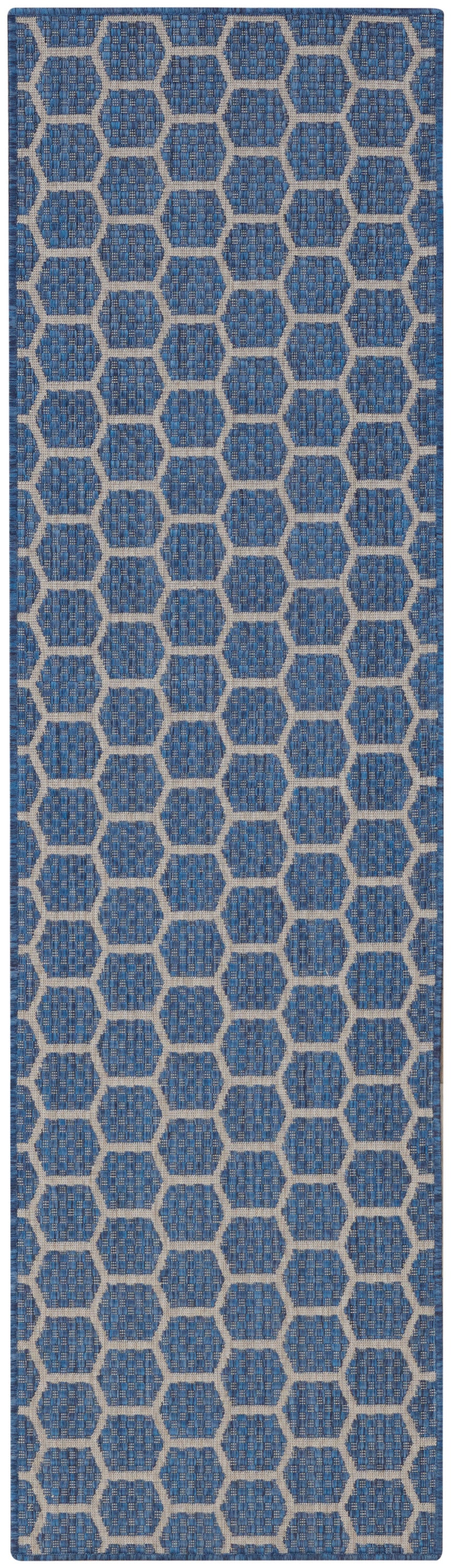 Nourison Twist Reversible 2'2" x 8' Blue Modern Rug