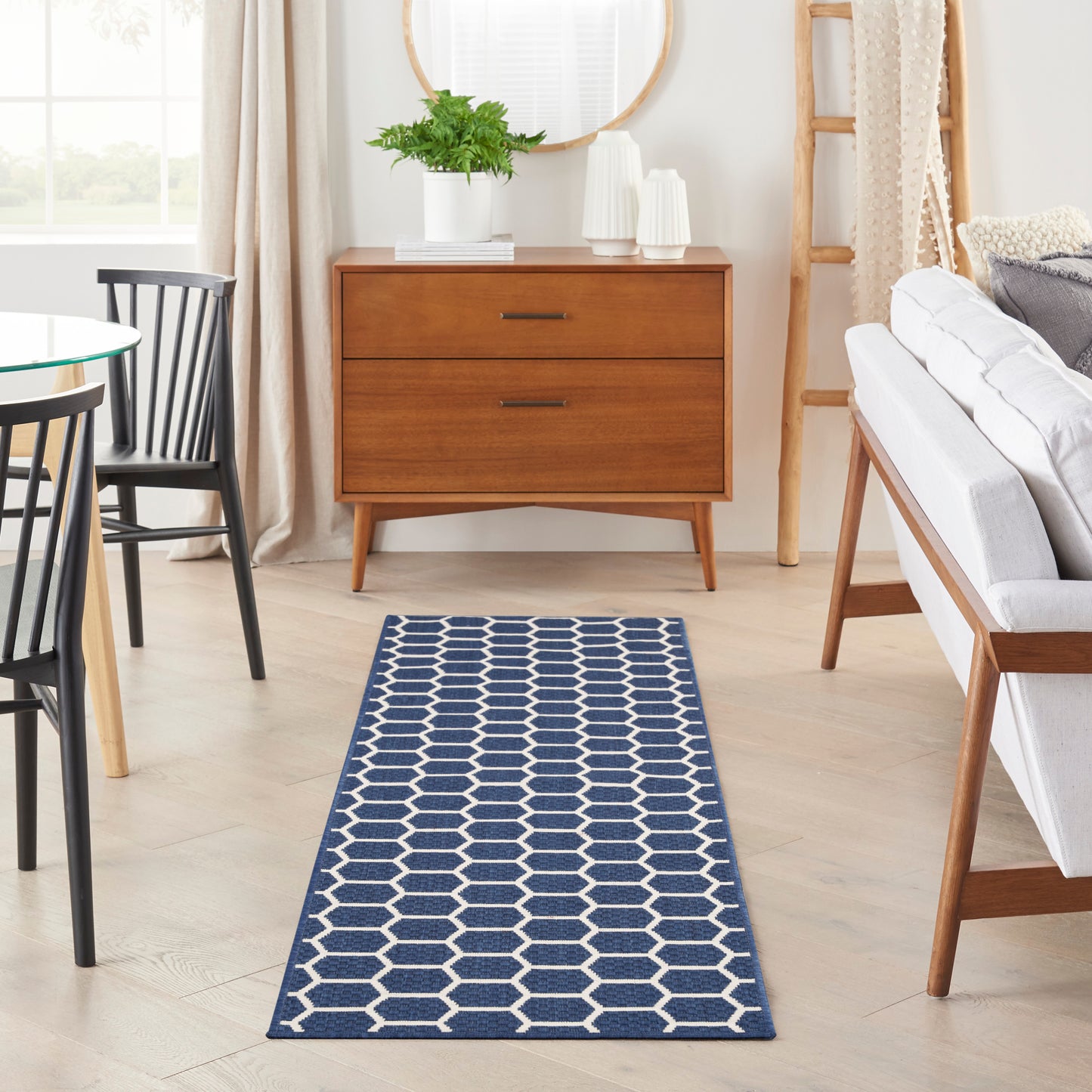 Nourison Twist Reversible 2' x 6' Navy Modern Rug