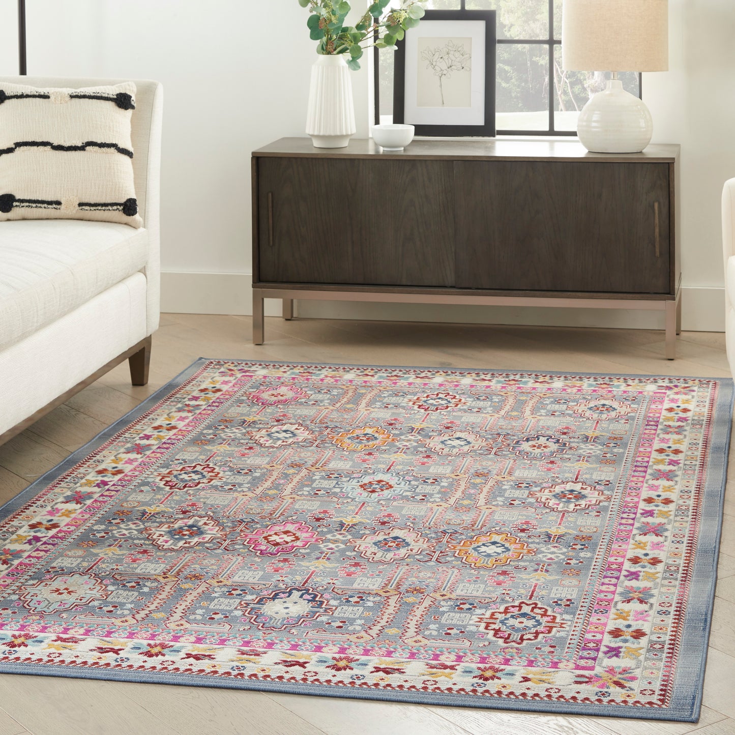 Nourison Vintage Kashan 4' x 6' Grey/Multi Bohemian Indoor Rug