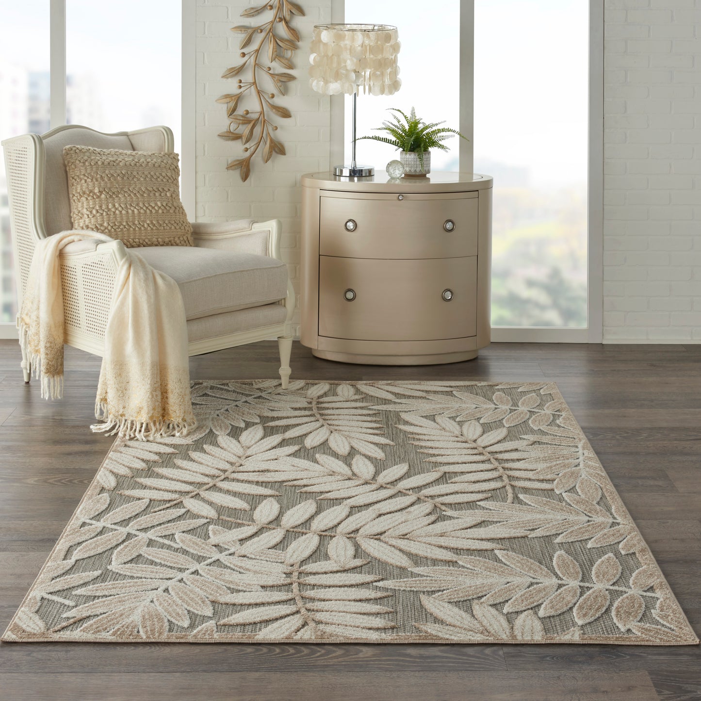 Nourison Aloha 6' x 9' Natural Tropical Rug