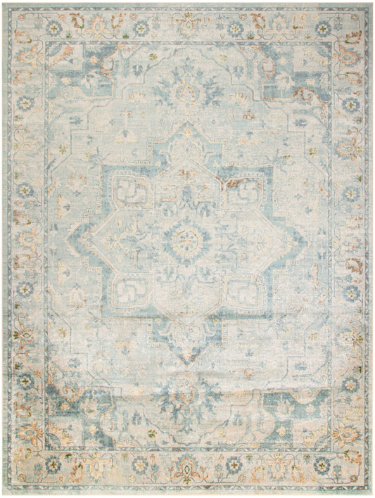 Nourison Astra Machine Washable 9' x 12' Light Blue Vintage Indoor Rug