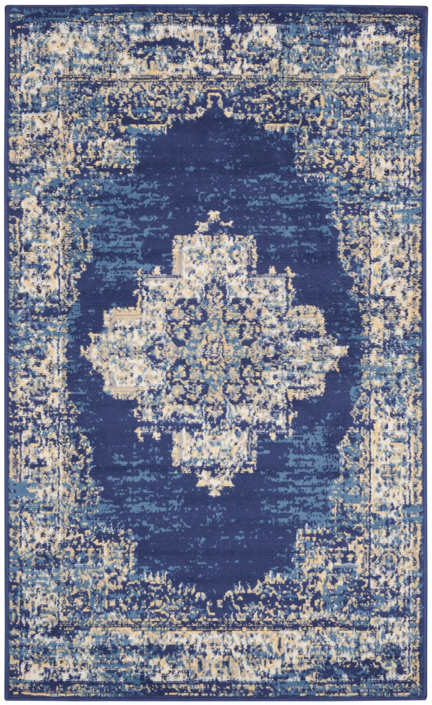 Nourison Grafix 3' x 5' Navy Blue Vintage Indoor Rug