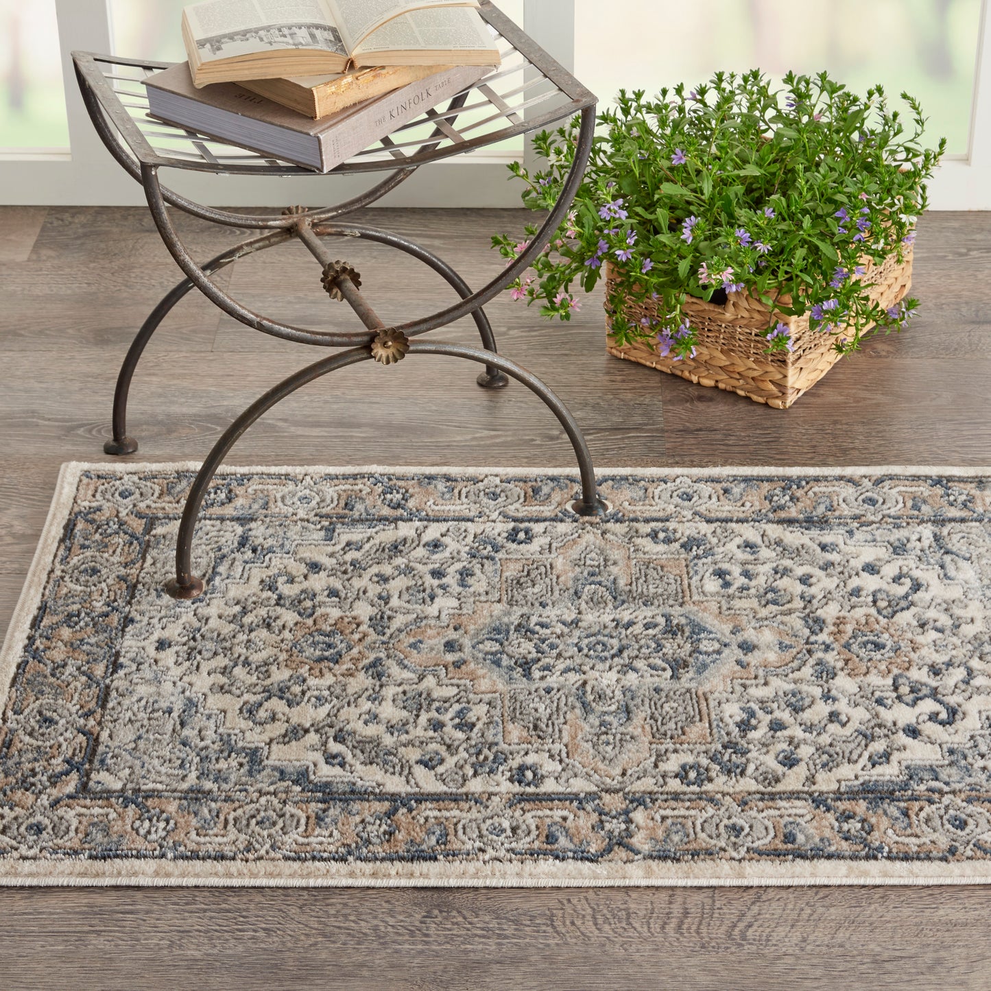 Nourison Quarry 2'2" x 3'9" Ivory Grey Farmhouse Indoor Rug