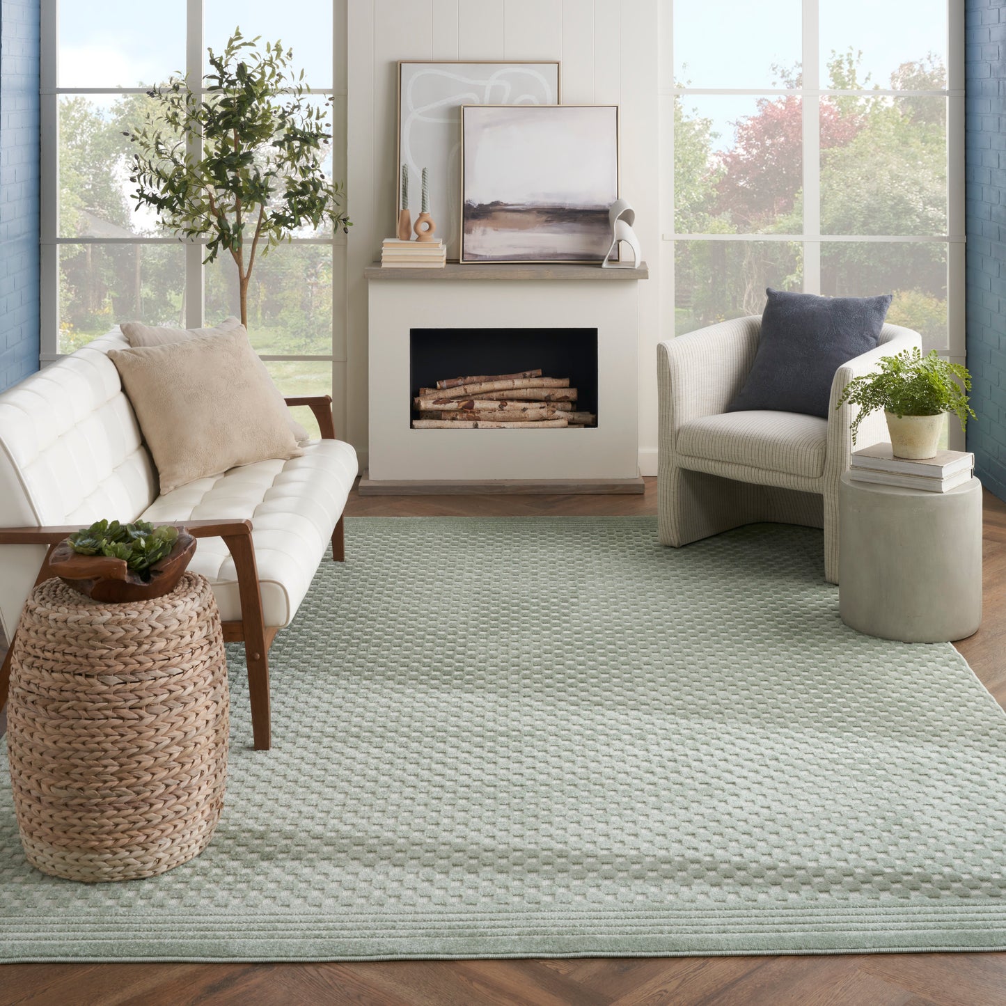 Nourison Care Free 9'2" x 12' Green Modern Indoor Rug