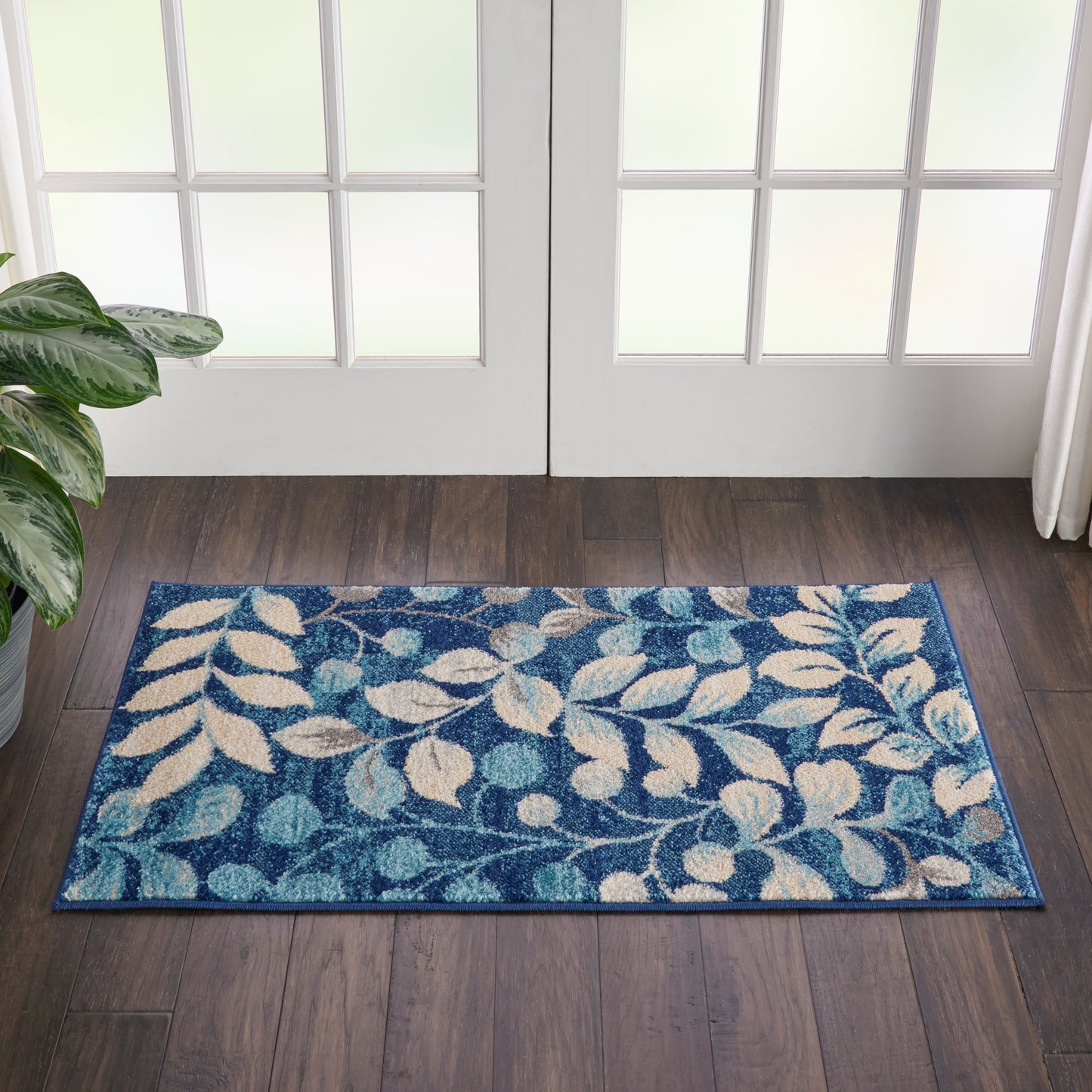 Nourison Tranquil 2' X 4' Navy Farmhouse Indoor Rug