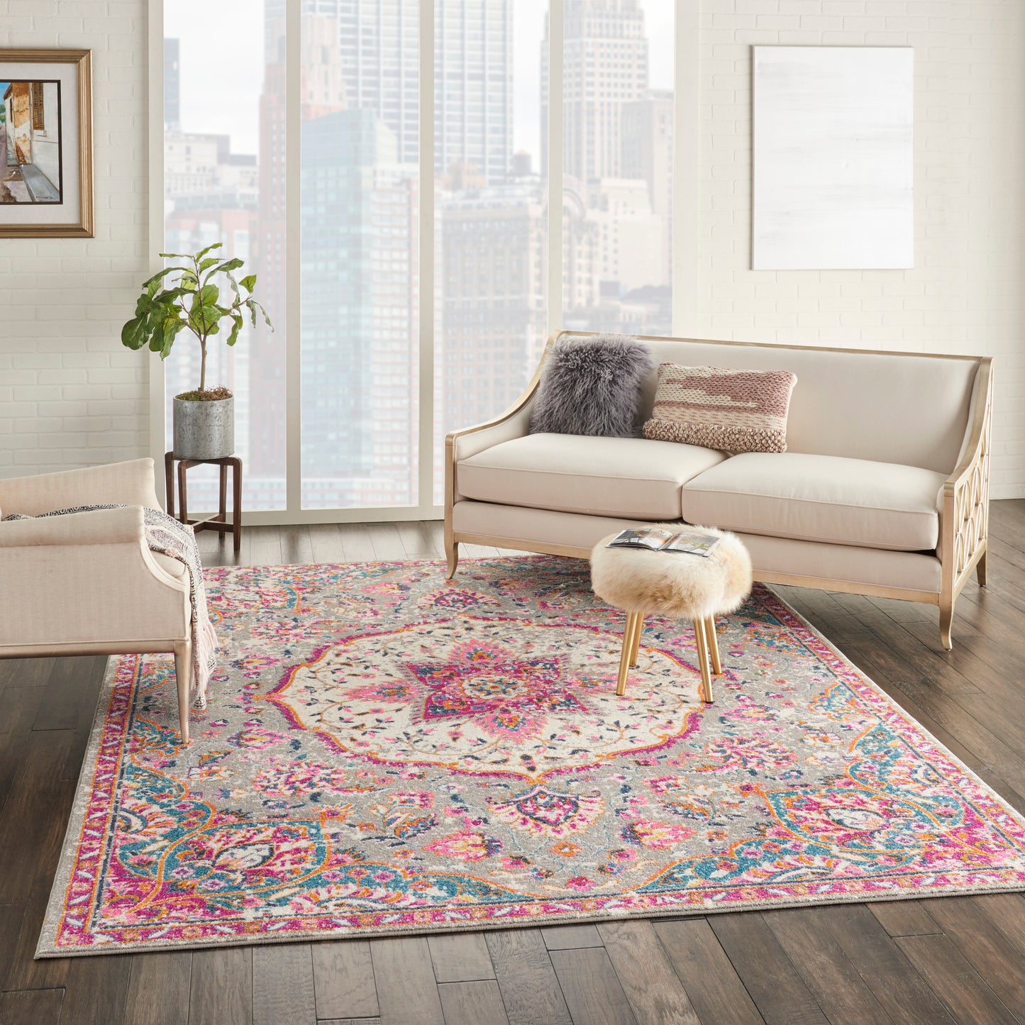 Nourison Passion 6'7" x 9'6" Grey/Multi Transitional Indoor Rug