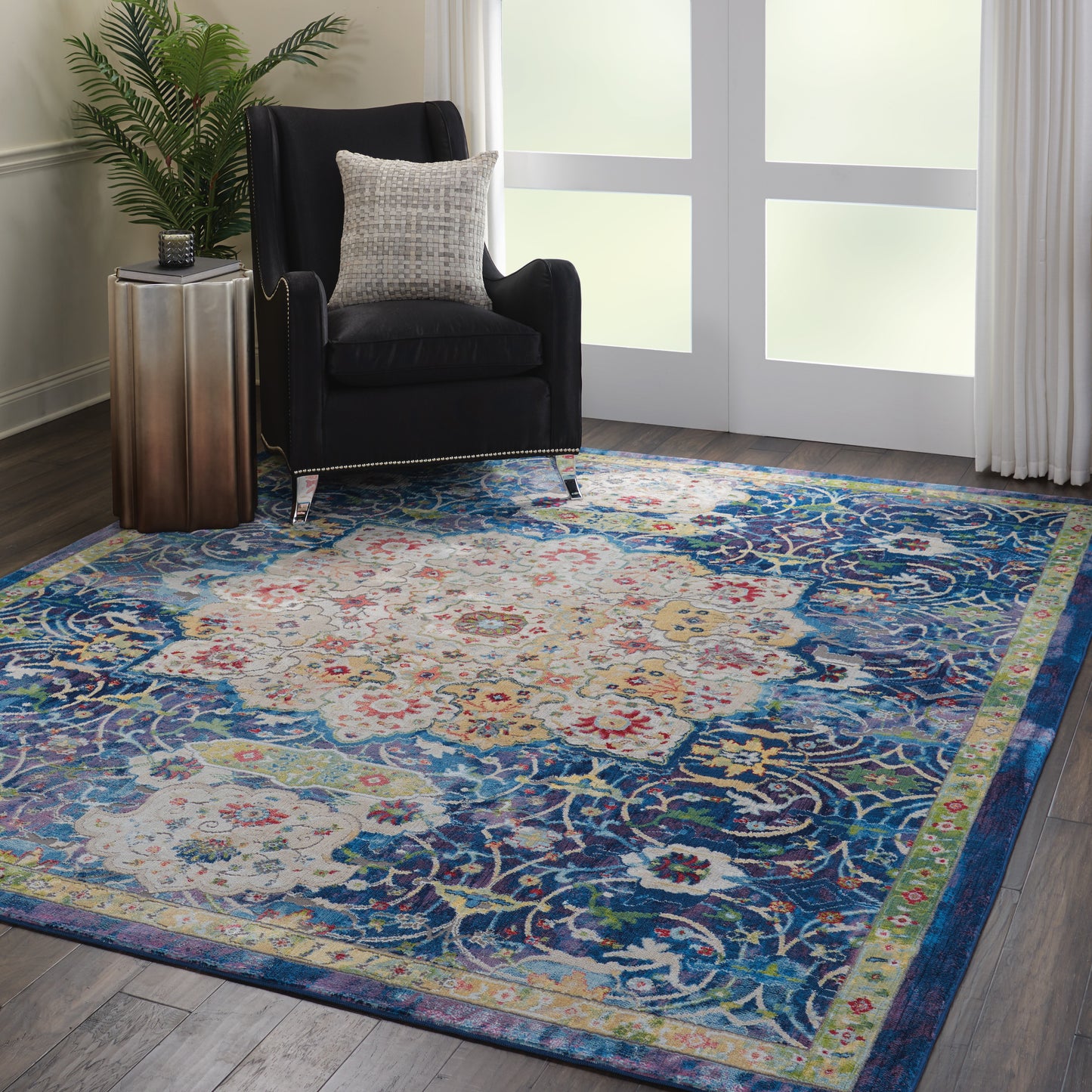 Nourison Ankara Global 7'10" x 9'10" Blue Vintage Indoor Rug