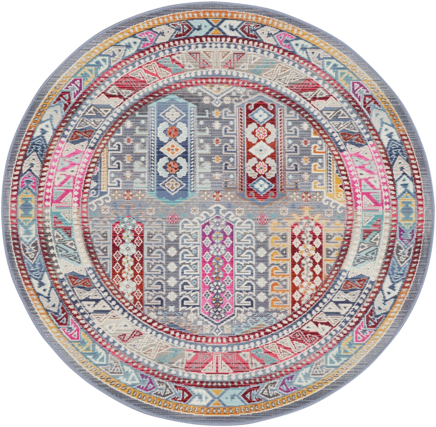 Nourison Vintage Kashan 4' x Round Grey/Multi Bohemian Indoor Rug