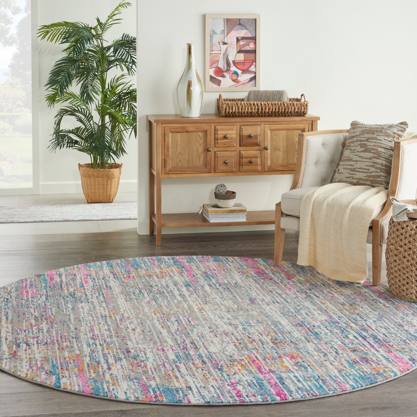 Nourison Passion 10' x Round Ivory Multicolor Modern Indoor Rug