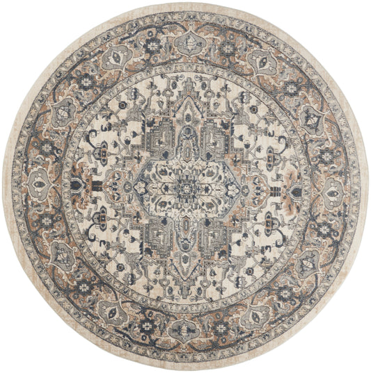 Nourison Quarry 7’10” x Round Ivory Grey Farmhouse Indoor Rug