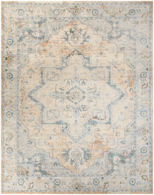 Nourison Astra Machine Washable 9' x 12' Beige Blue Vintage Indoor Rug