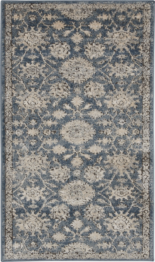 Nourison Quarry 2'2" x 3'9" Blue Beige Vintage Indoor Rug