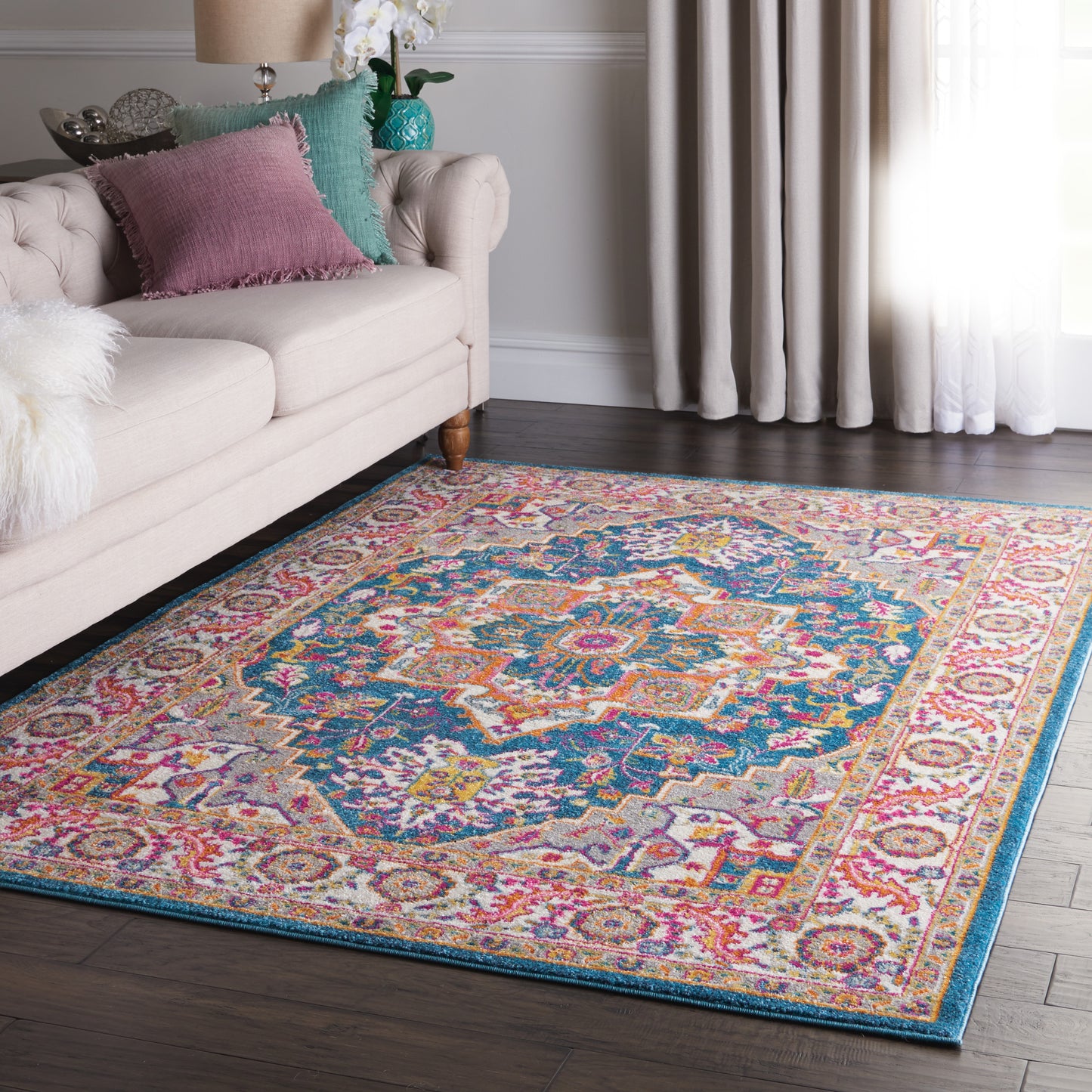 Nourison Passion 3'9" x 5'9" Teal Multicolor Bohemian Indoor Rug