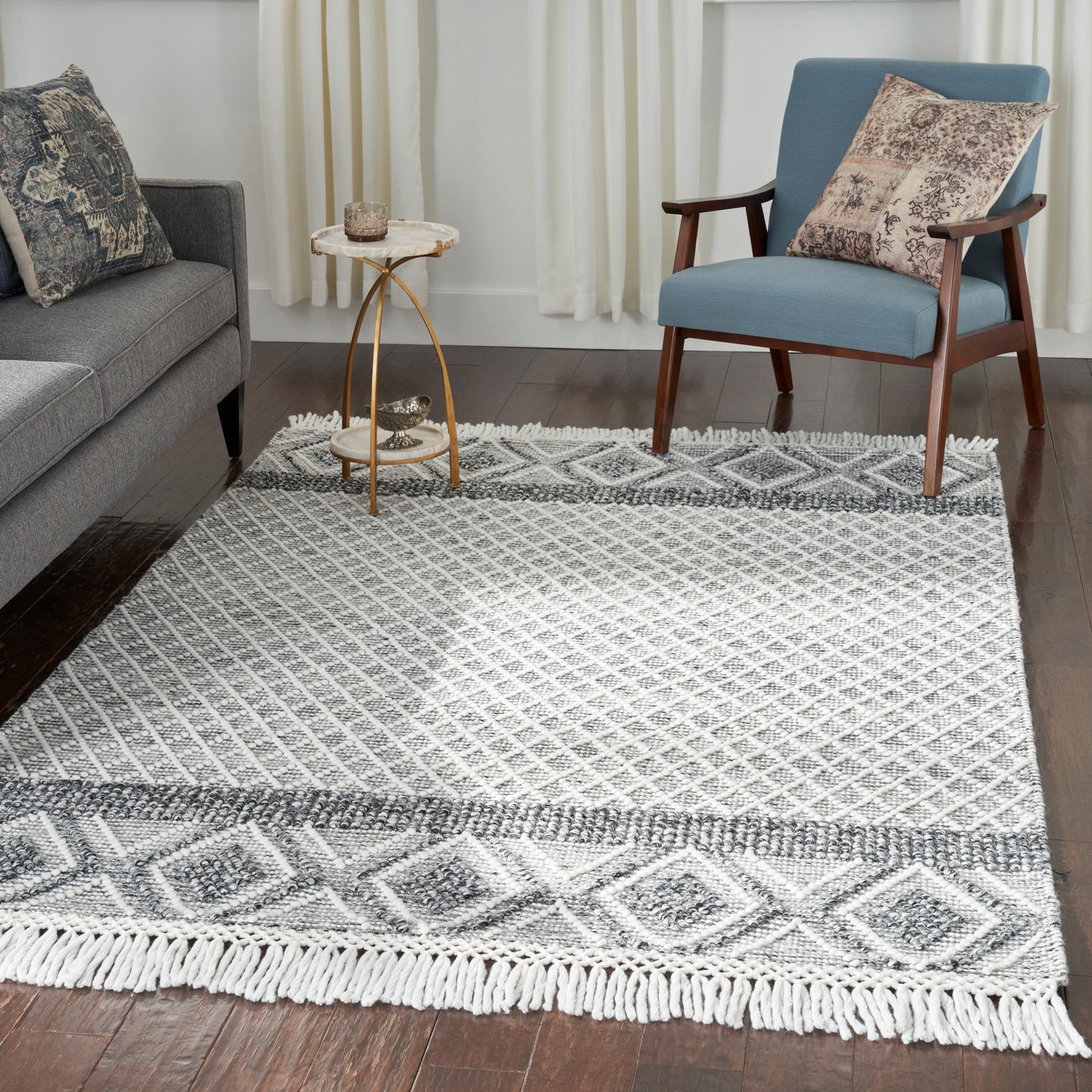 Nicole Curtis Series 3 4' x 6' Grey/Ivory Bohemian Indoor Rug