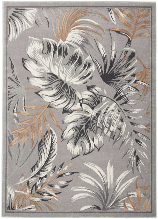 Nourison Seaside 5'3" x 7'3" Grey Tropical Indoor Rug