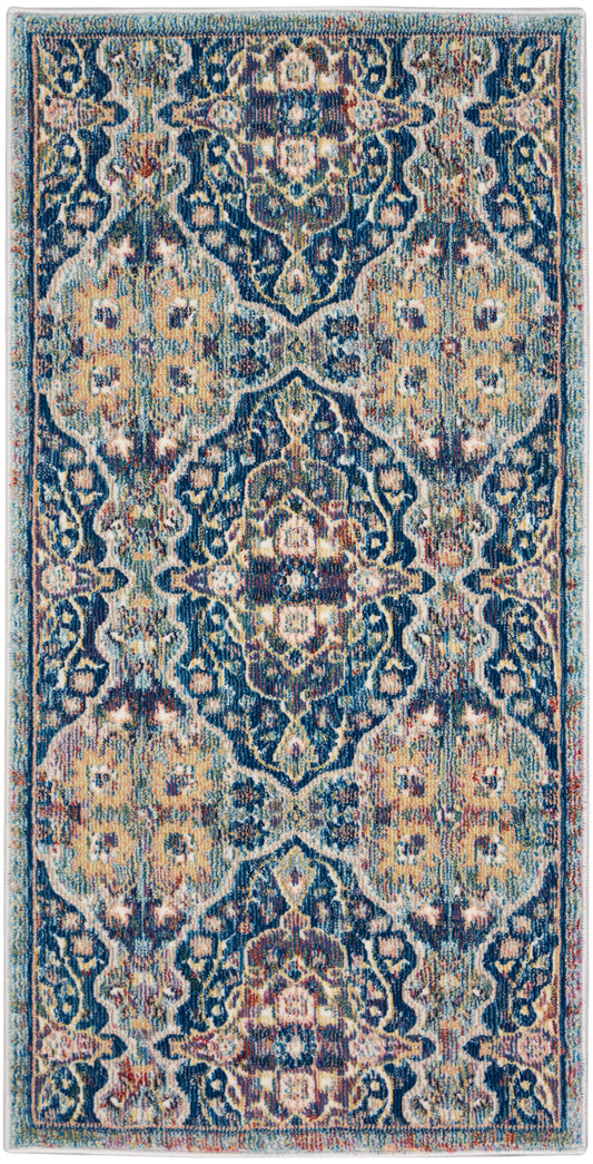 Nourison Ankara Global 2' x 4' Navy Multicolor Bohemian Indoor Rug