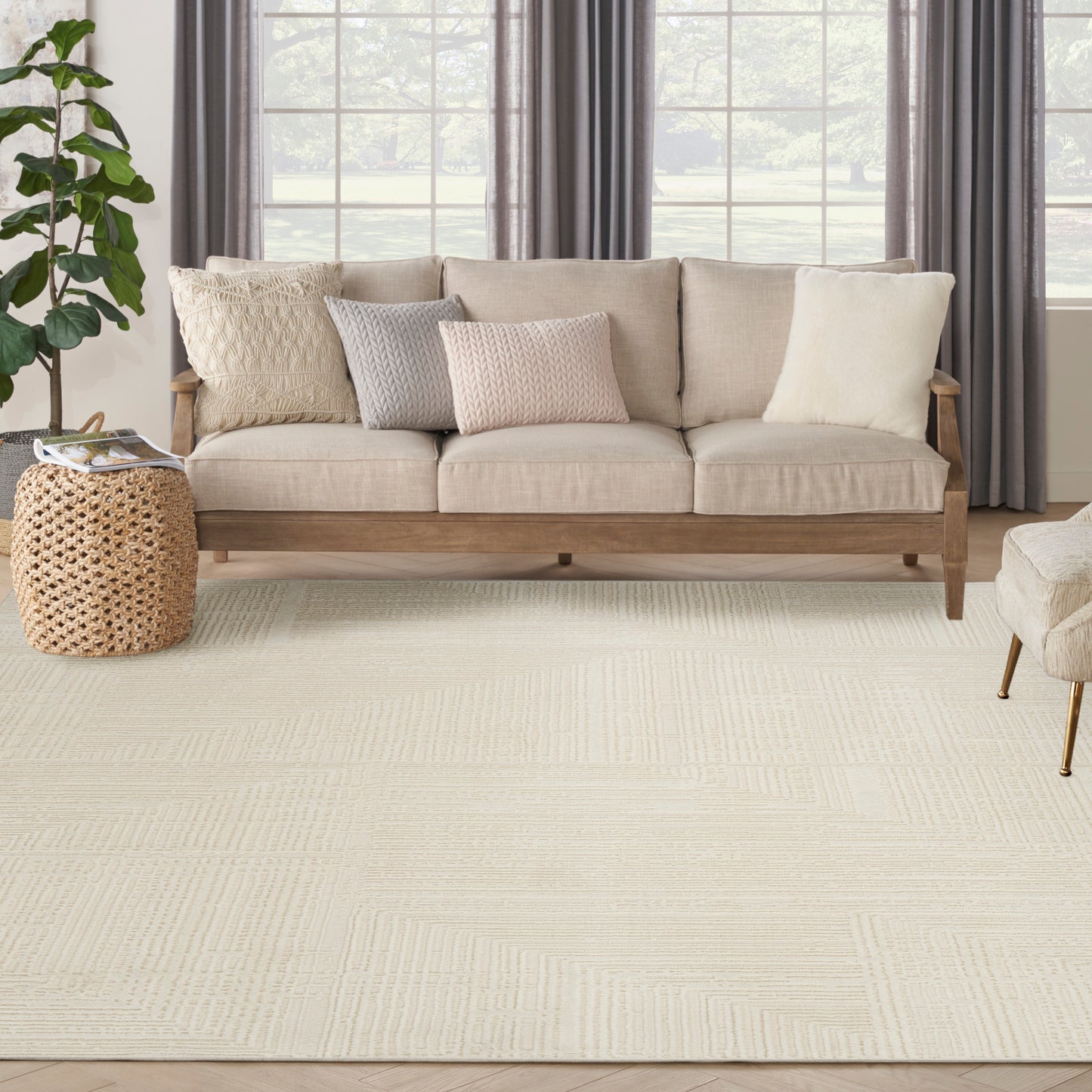 Nourison Sustainable Trends 9' x 12' Ivory Farmhouse Indoor Rug