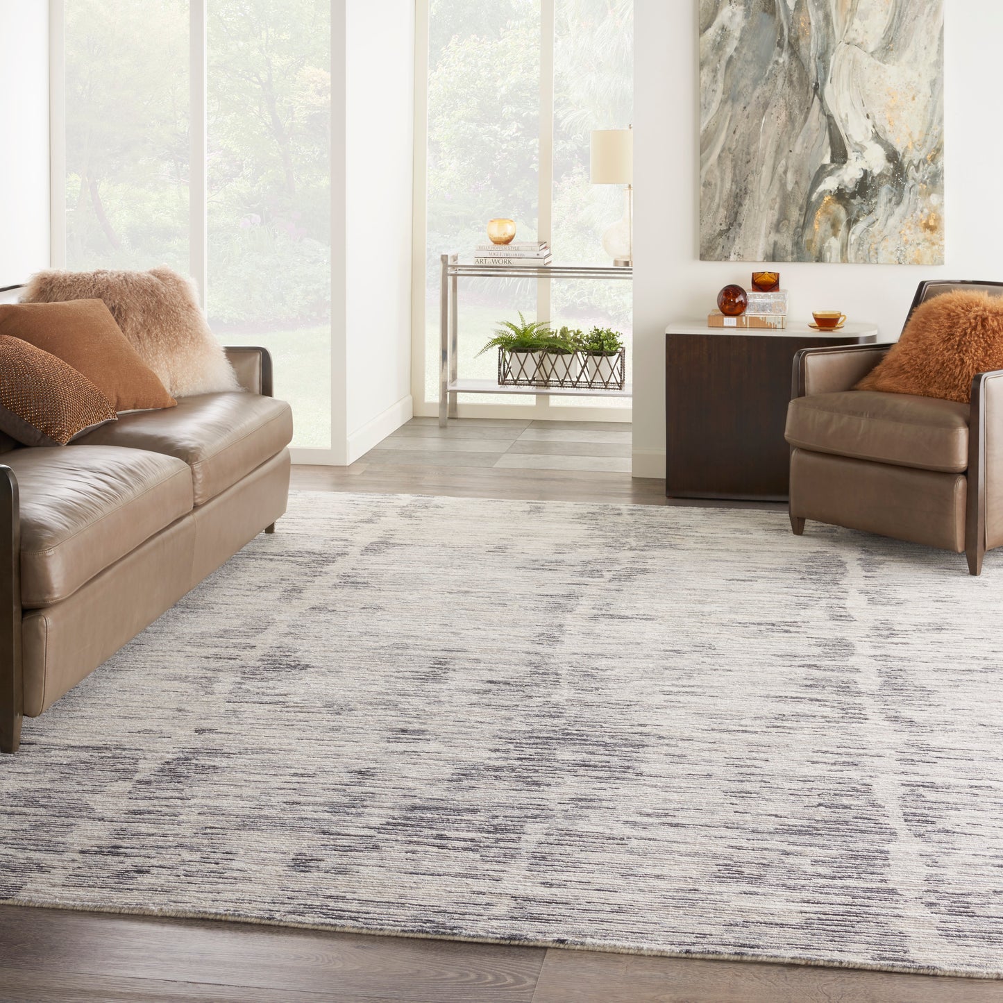 Nourison Ocean 8'6" x 11'6" Cream Charcoal Modern Indoor Rug